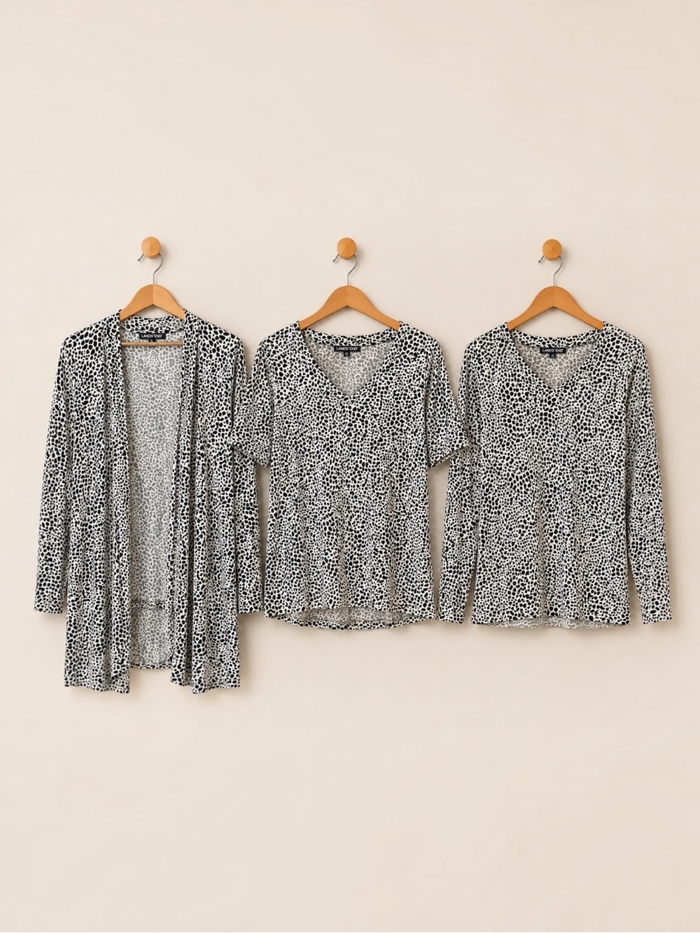 Lands' End Tan/Brown Leopard Print Suprima Cotton 3 Piece Set - Size 1X